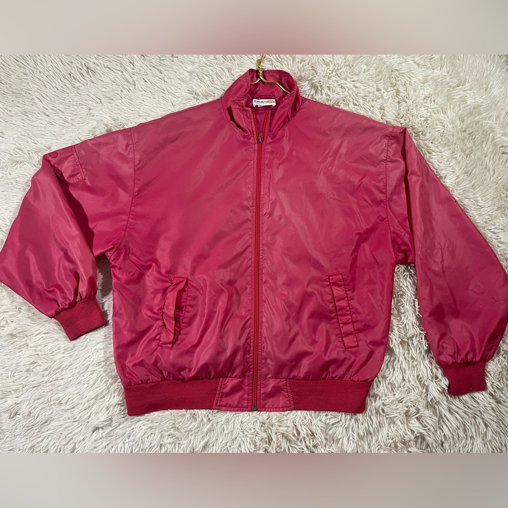 Vintage IZOD Club Ladies Nylon Jacket‎ Windbreaker lightweight Bomber Red Maroon
